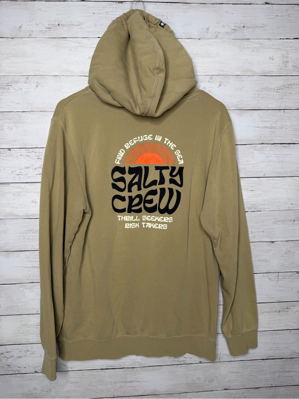 Salty Crew Men’s Medium Olive Green Graphic Pullover Hoodie Surf Coastal